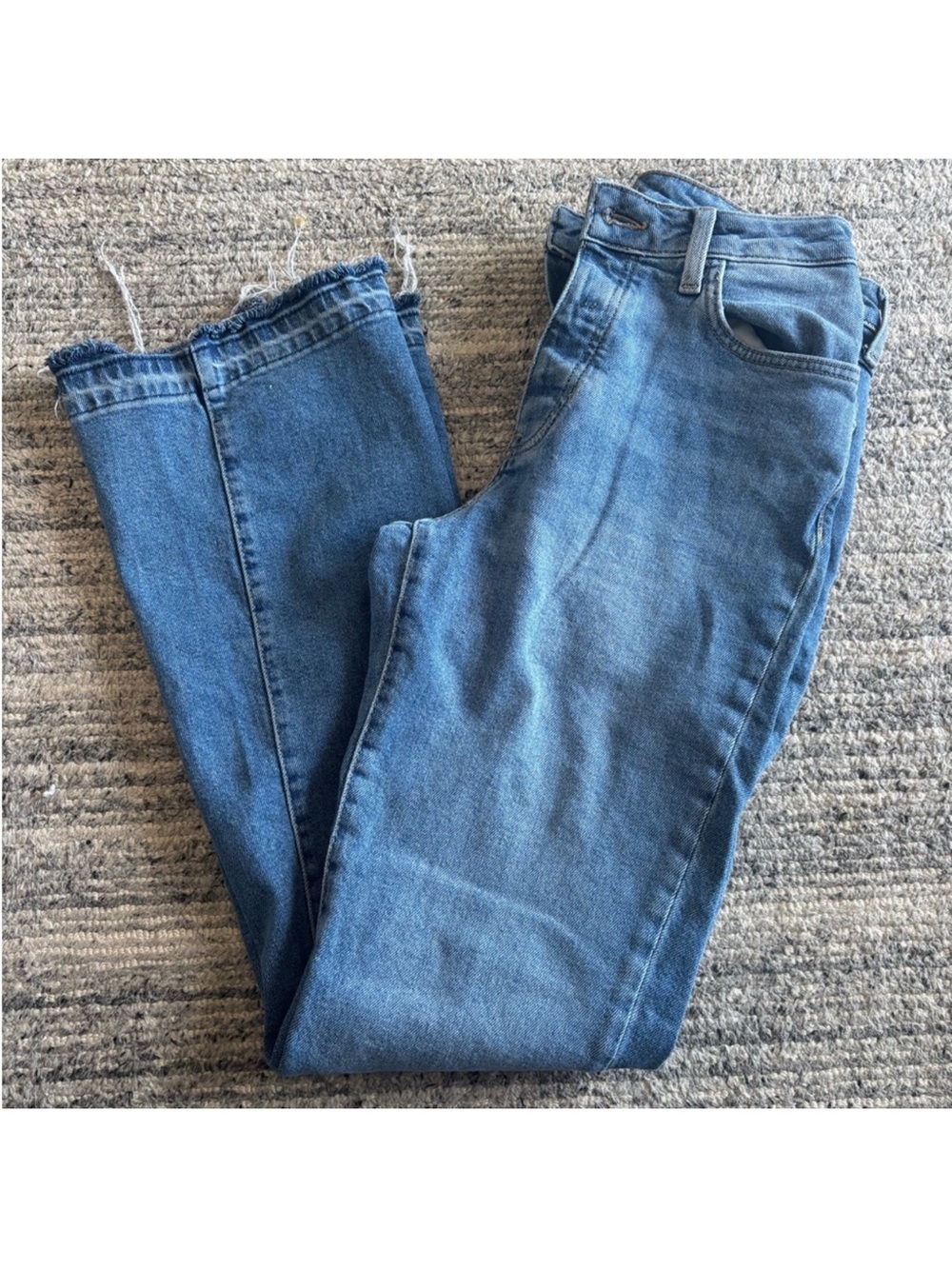 Forever 21 Boot Cut Slit Jeans in Light Blue Wash- button fly